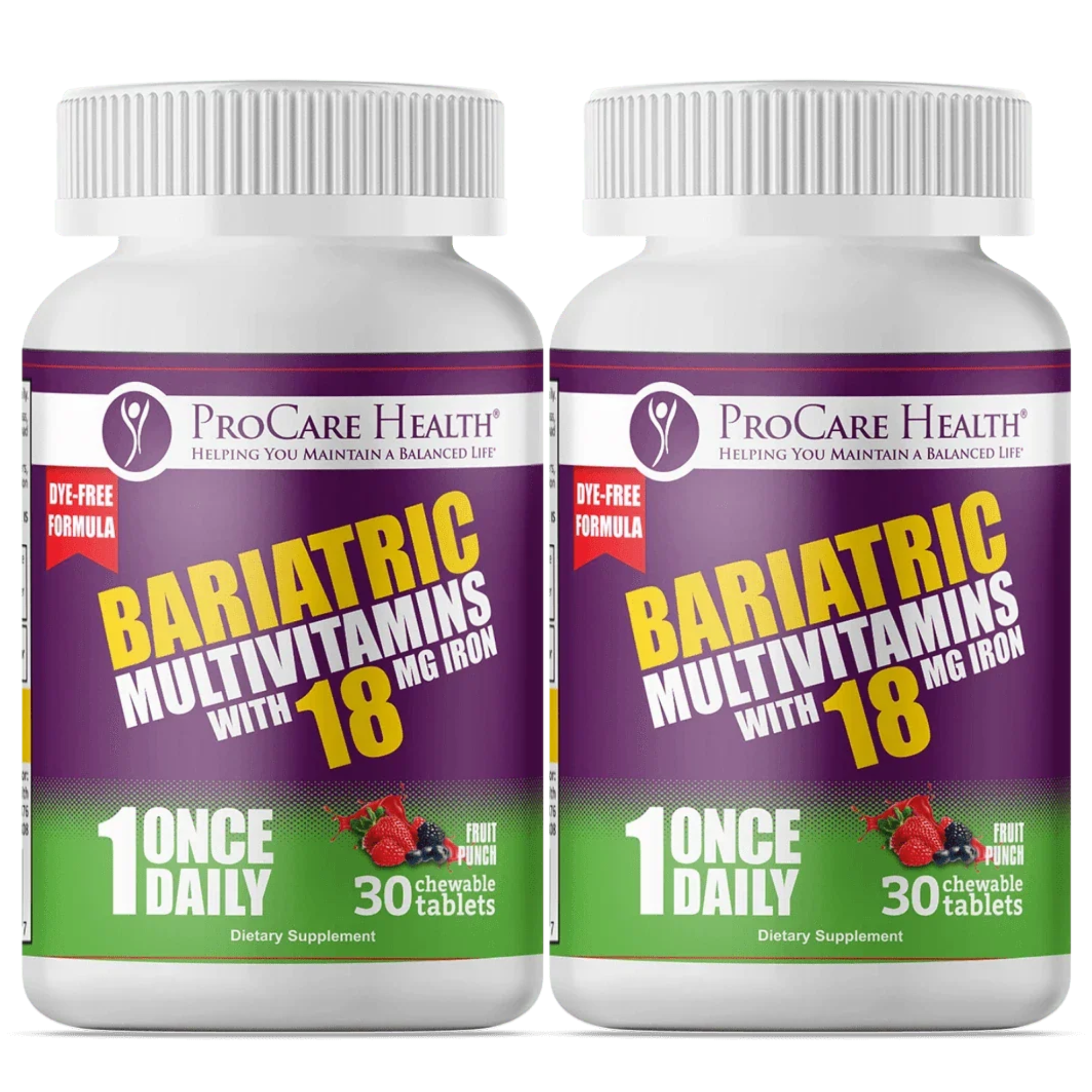 ProCare Health “1 per Day!” MultiVitamin Chewable with 18mg Iron – Fruit Punch