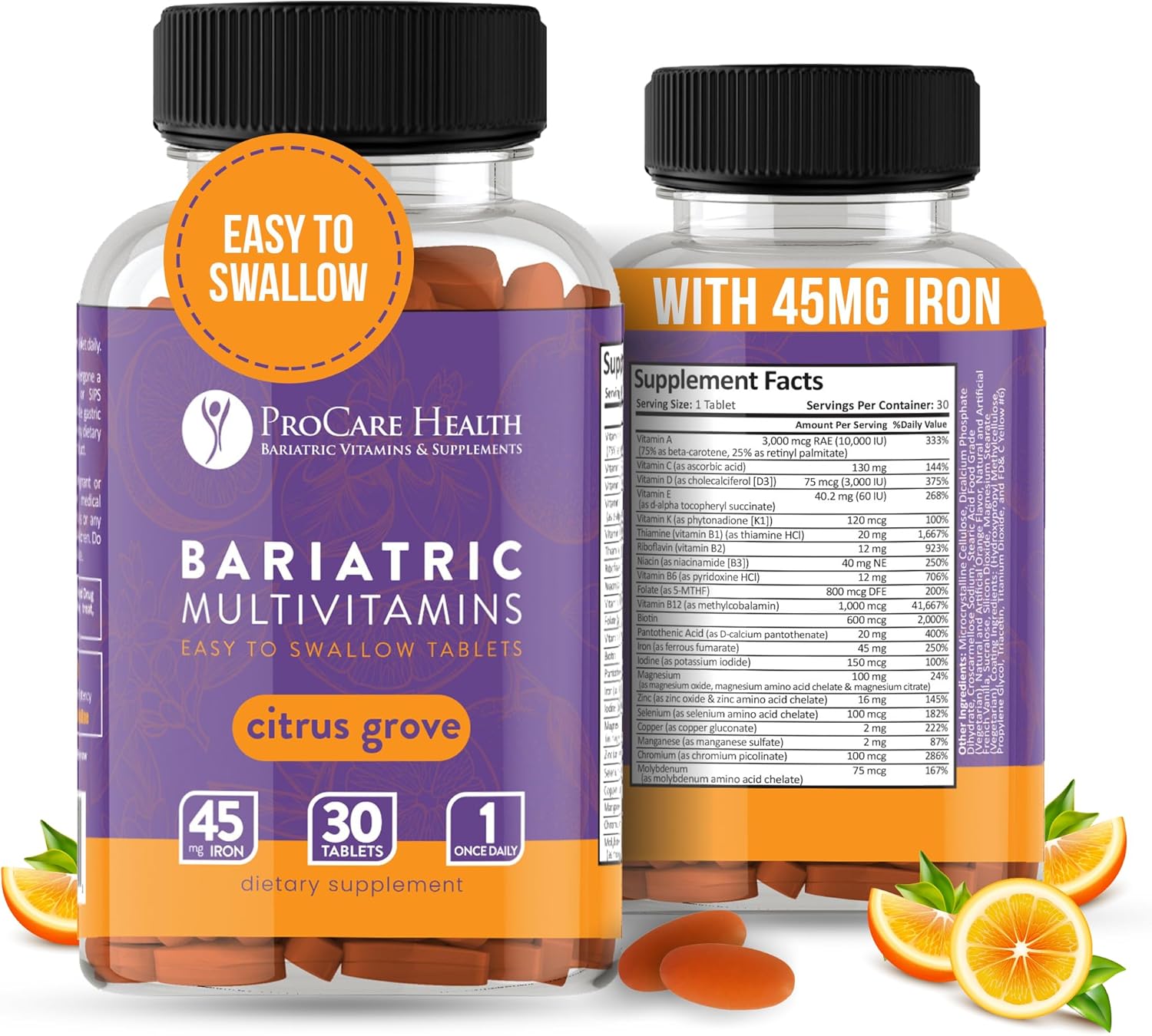 ProCare Health Bariatric Multivitamins Tablets with 45mg Iron – Citrus Grove