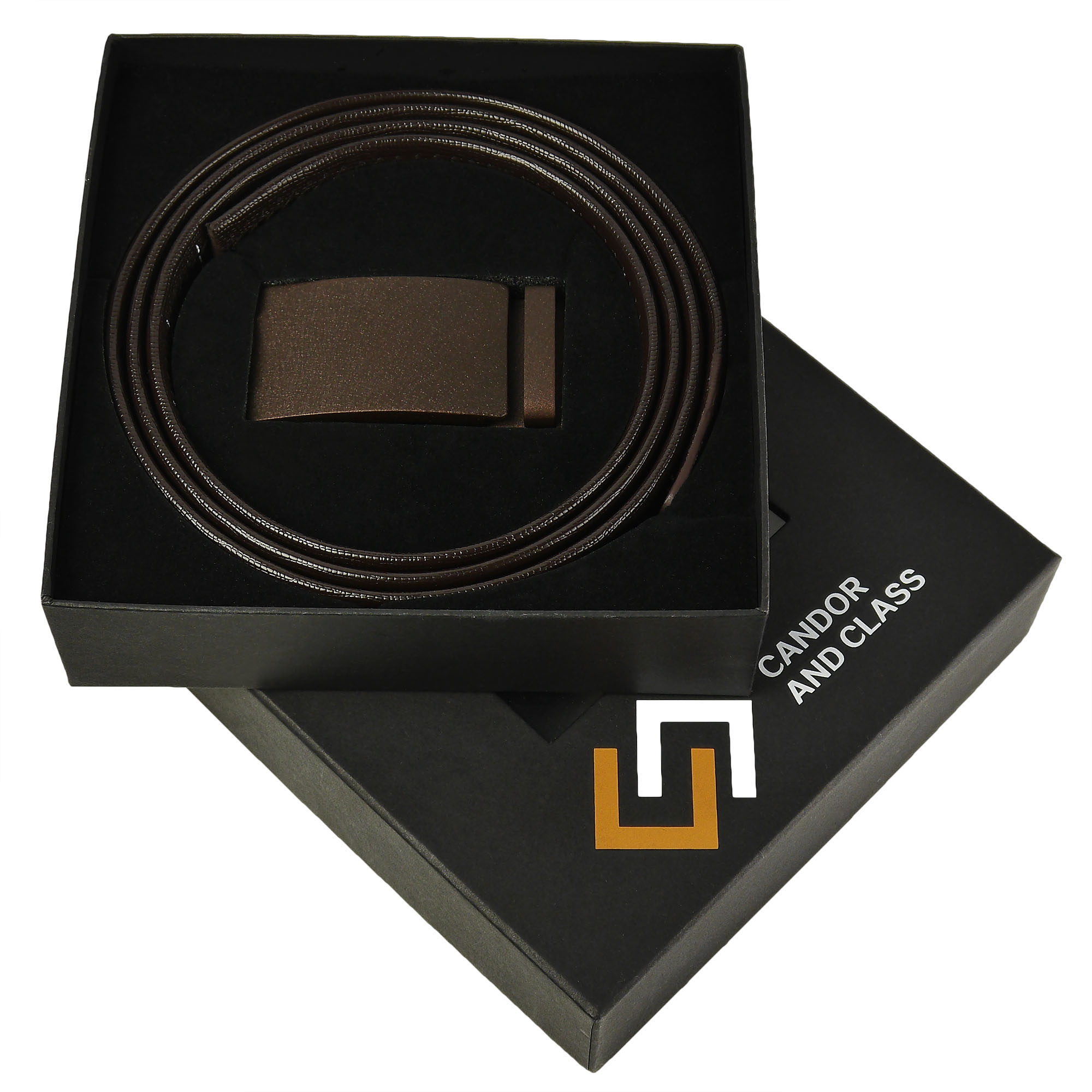 Cinturón de trinquete de cuero para hombre, ajuste para adaptarse a la cintura de 18"" - 56"", caja de regalo - Imagen 16 de 80