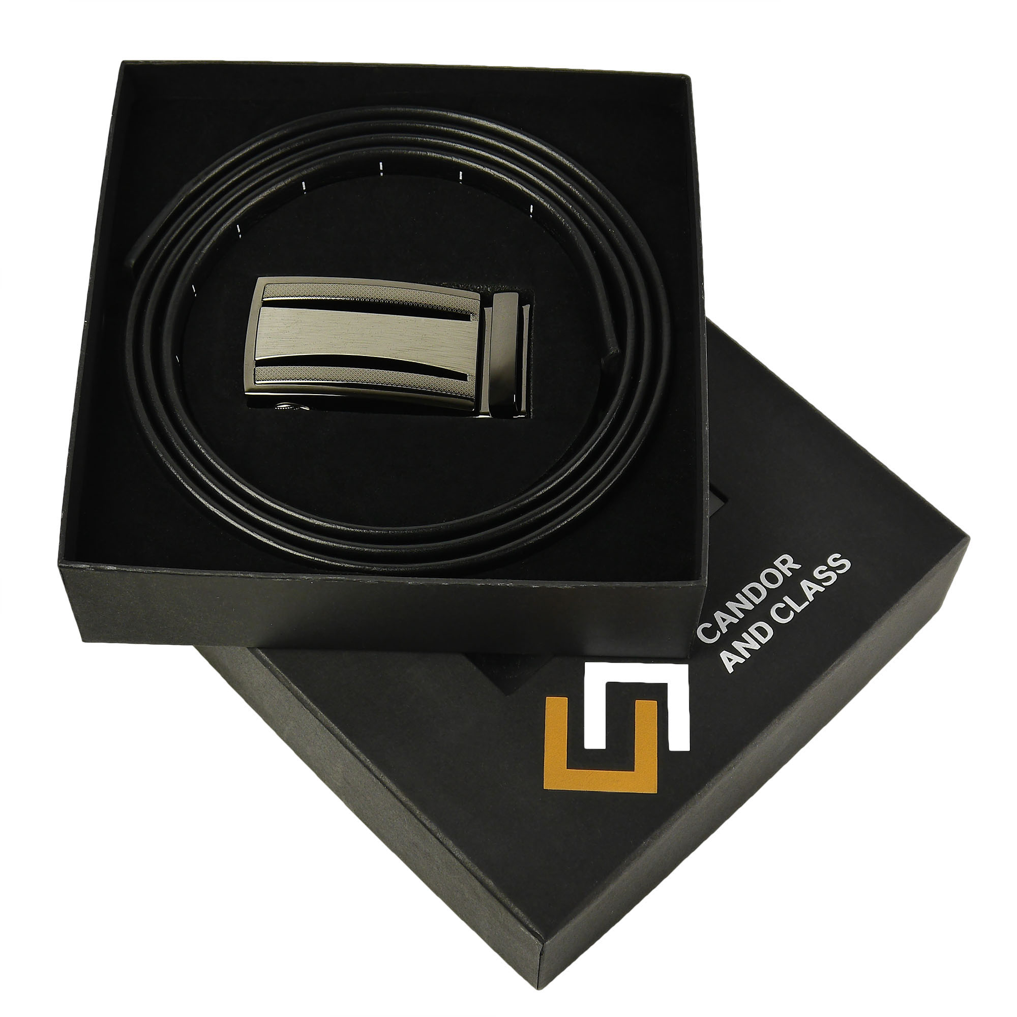 Cinturón de trinquete de cuero para hombre, ajuste para adaptarse a la cintura de 18"" - 56"", caja de regalo - Imagen 32 de 80