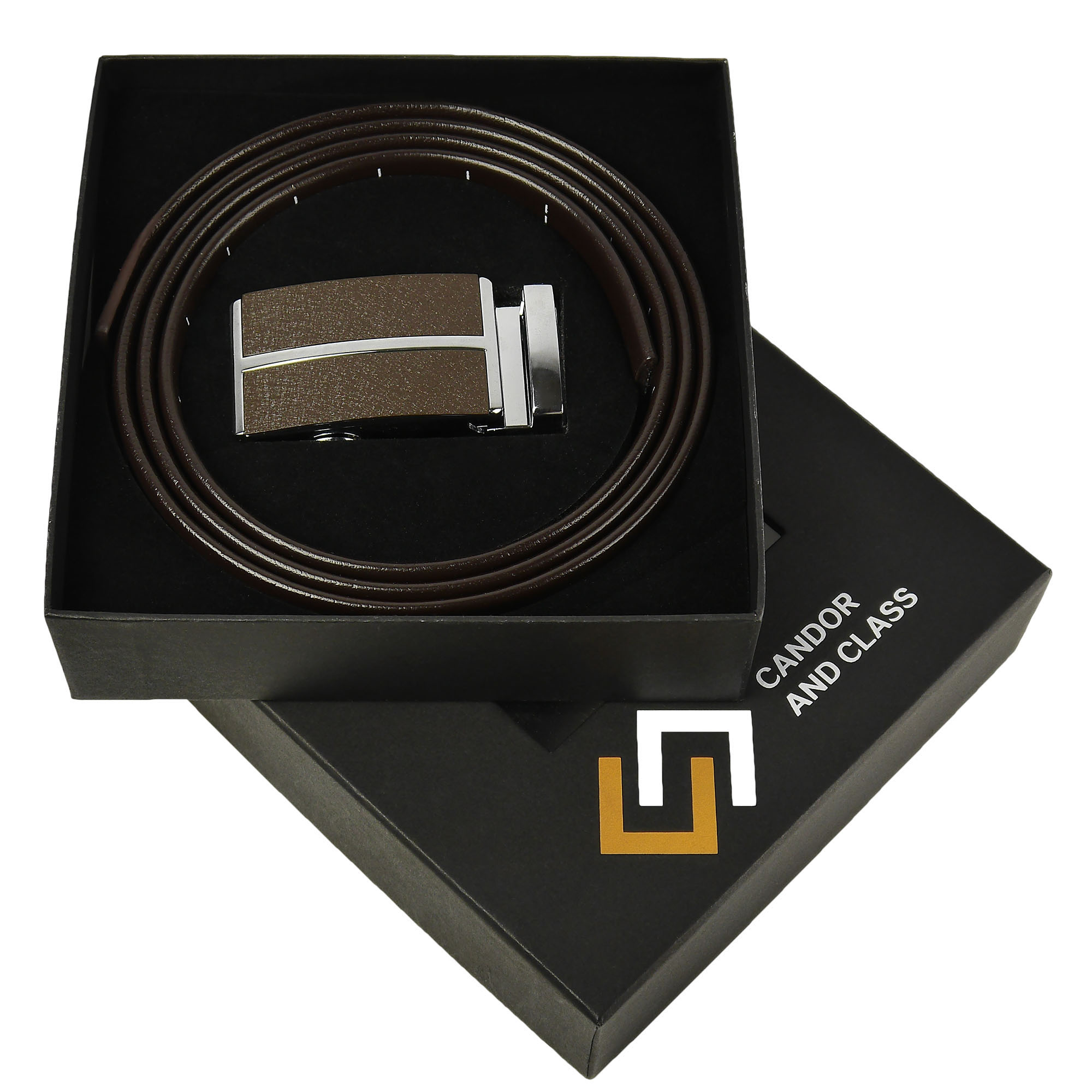 Cinturón de trinquete de cuero para hombre, ajuste para adaptarse a la cintura de 18"" - 56"", caja de regalo - Imagen 45 de 80