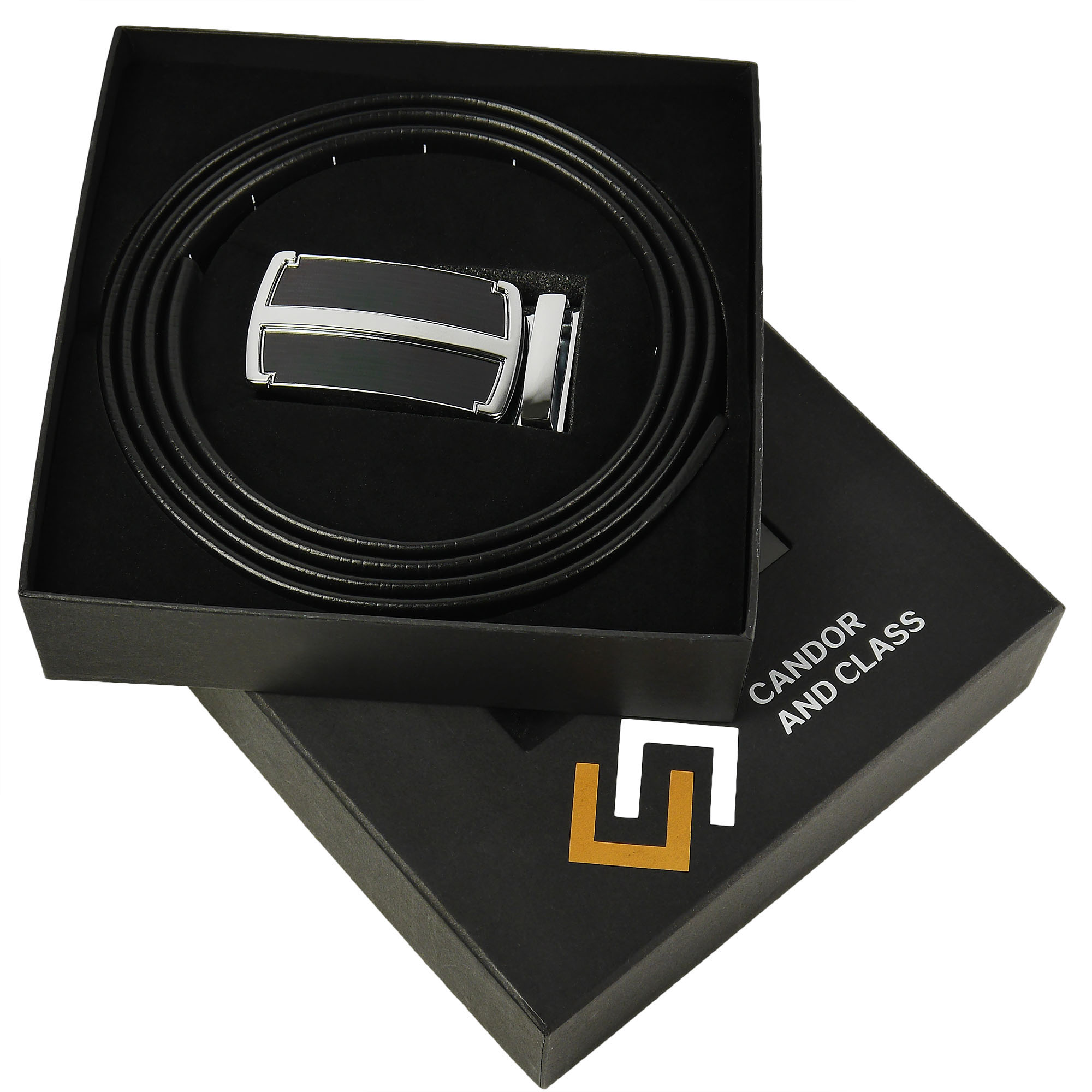 Cinturón de trinquete de cuero para hombre, ajuste para adaptarse a la cintura de 18"" - 56"", caja de regalo - Imagen 61 de 80