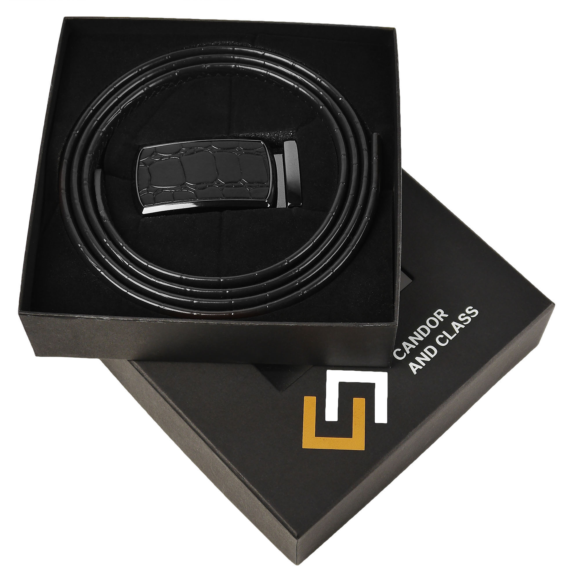 Cinturón de trinquete de cuero para hombre, ajuste para adaptarse a la cintura de 18"" - 56"", caja de regalo - Imagen 69 de 80