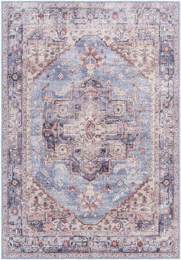 Alfombra Winneshiek tradicional azul marino lavable - Imagen 10 de 12