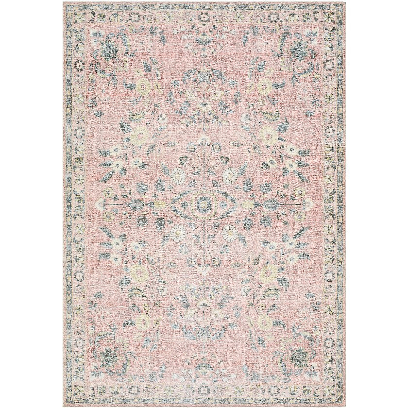 Jeaneen Traditional Light Grey/Rust Washable Area Rug - Picture 7 of 7