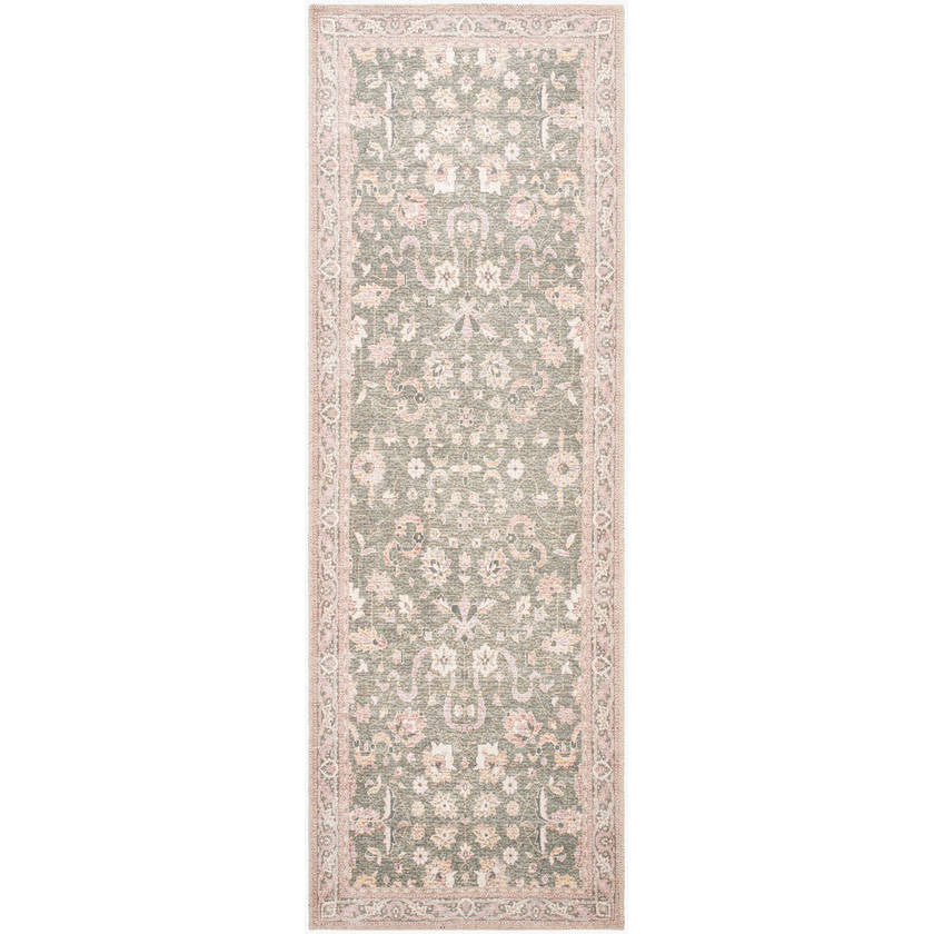 Area Rugs Tayce Traditional Medium Green Washable Area Rug - Picture 13 of 13