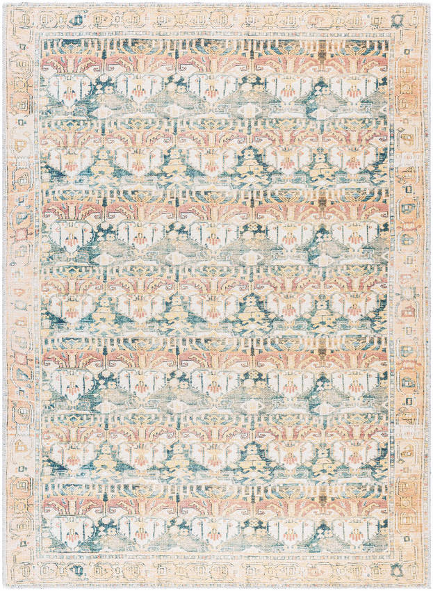 Kathaleen Traditional Apricot Washable Area Rug - Picture 12 of 12