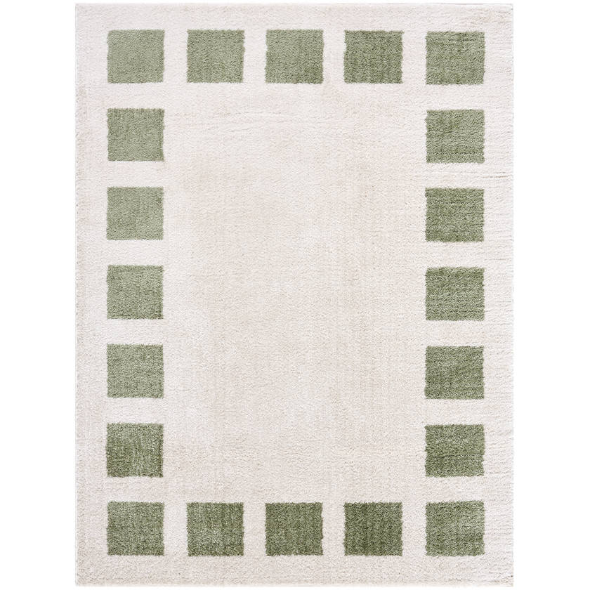 Alfombra de área Tameka moderna verde hierba lavable - Imagen 8 de 11