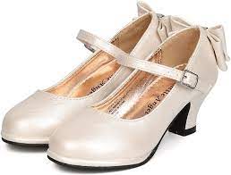 Girls Patent Leatherette Back Bow Tie Mary Jane Kiddie Heel GB48 - Picture 45 of 49