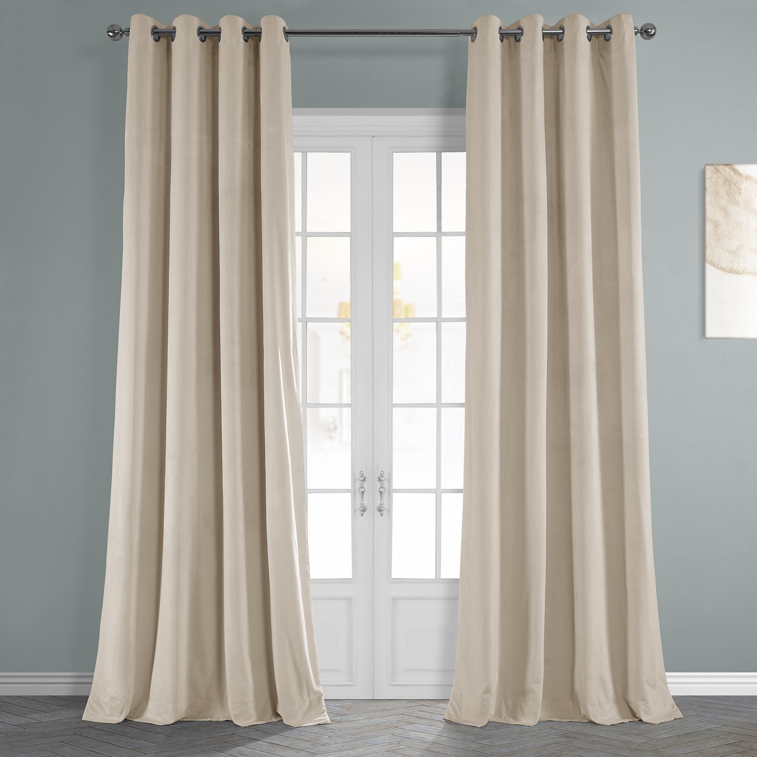 Half Drapes Signature Grommet Ivory 50 x 84Inch Blackout Curtain for