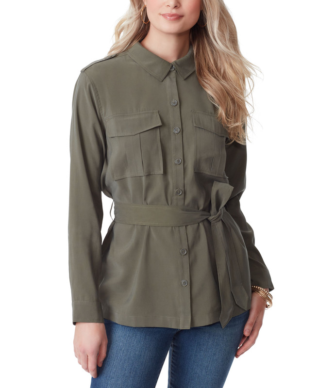 Jessica Simpson Women's Jessa Button-Down Tie-Front Safari Jacket - Picture 4 of 6