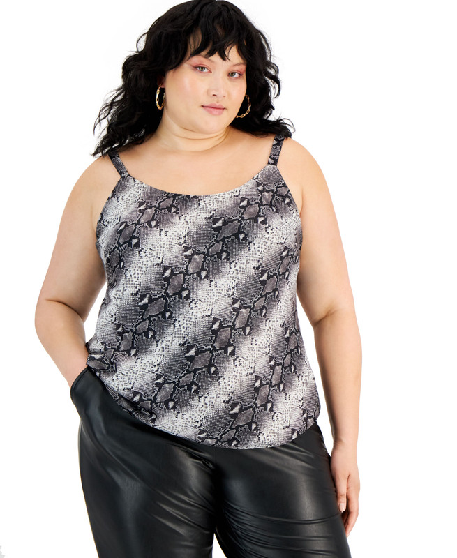 Bar III Women's Plus Size Animal-Print Camisole Top - Picture 7 of 9