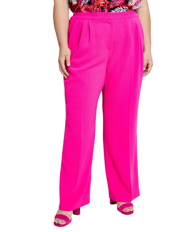 Bar III Women's Plus Size Textured Crepe Wide-Leg Pants - Picture 5 of 15