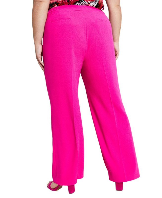 Bar III Women's Plus Size Textured Crepe Wide-Leg Pants - Picture 6 of 15