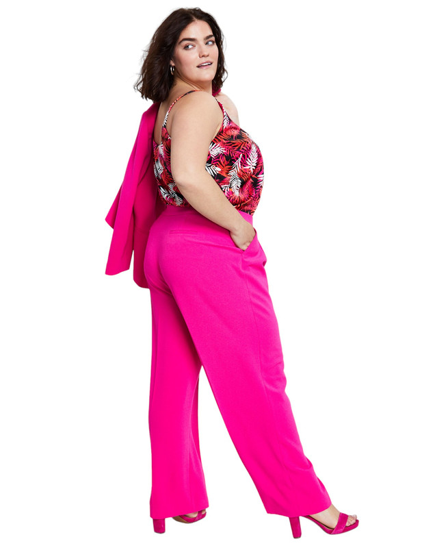 Bar III Women's Plus Size Textured Crepe Wide-Leg Pants - Picture 7 of 15