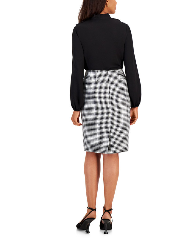 Blusa para mujer Kasper Petite con volantes y cuello atado - Imagen 4 de 4