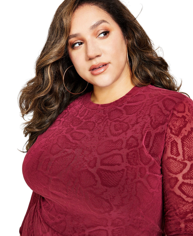 Nina Parker Women's Trendy Plus Size Embossed Bodycon Midi Dress - Picture 13 of 14