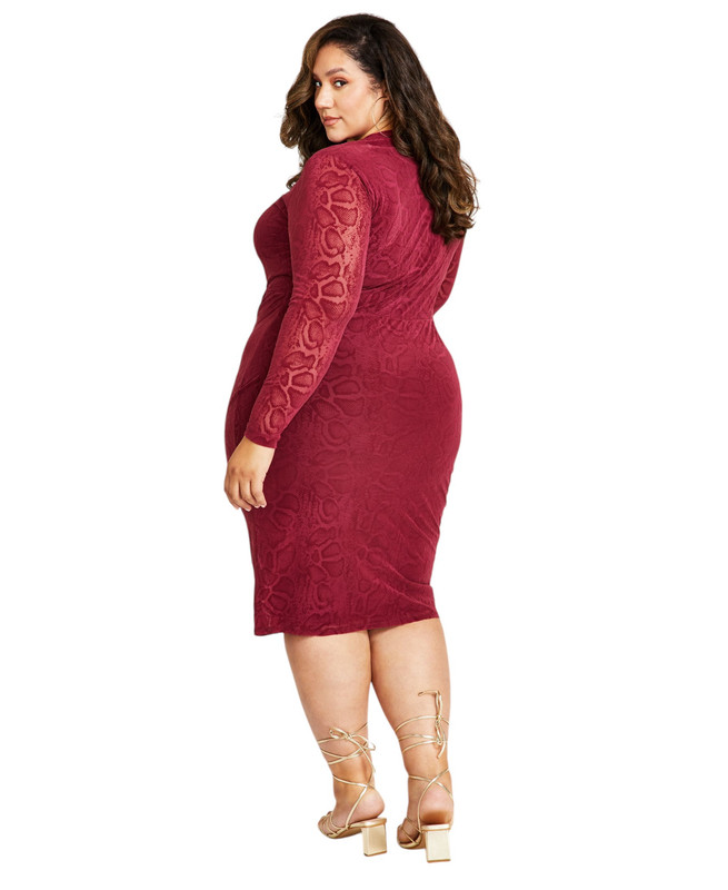 Nina Parker Women's Trendy Plus Size Embossed Bodycon Midi Dress - Picture 8 of 14