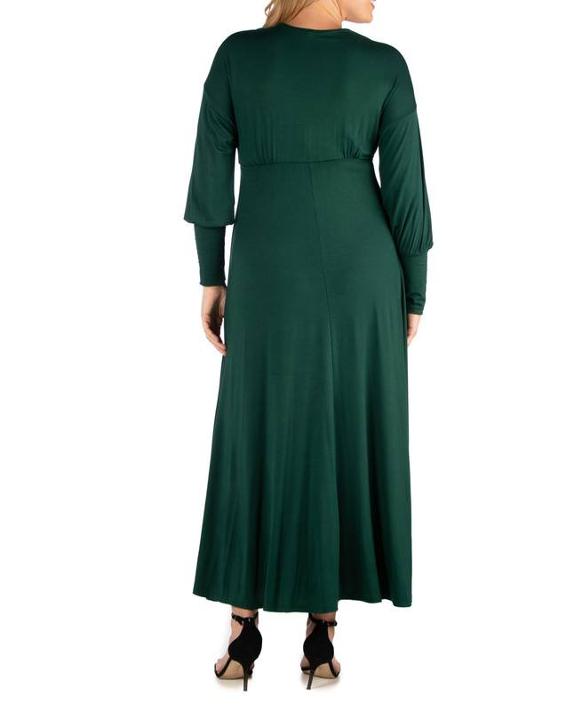 24seven Comfort Apparel Women's Plus Size Bishop Sleeves Maxi Dress - Picture 8 of 19