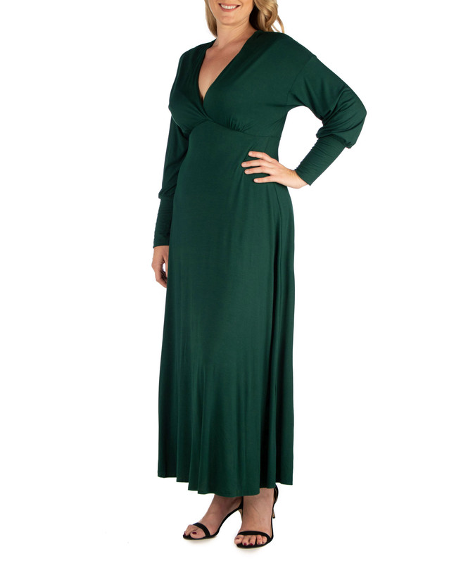 24seven Comfort Apparel Women's Plus Size Bishop Sleeves Maxi Dress - Picture 9 of 19