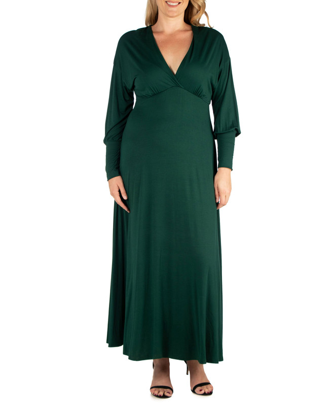 24seven Comfort Apparel Women's Plus Size Bishop Sleeves Maxi Dress - Picture 7 of 19