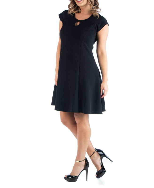 24seven Comfort Apparel Women's Plus Size Keyhole Neck Dress - Picture 11 of 12