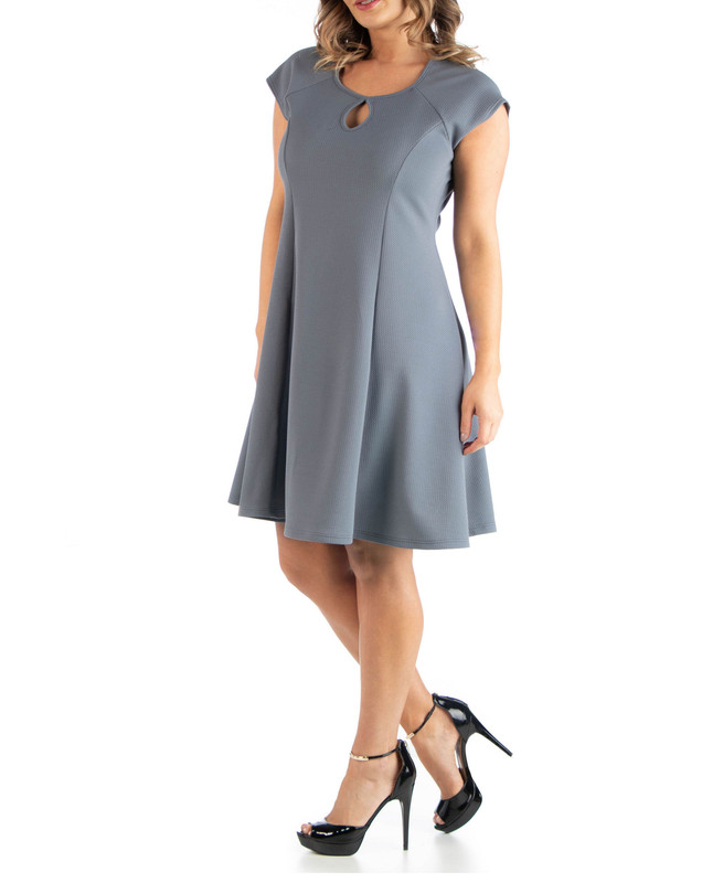 24seven Comfort Apparel Women's Plus Size Keyhole Neck Dress - Picture 8 of 12