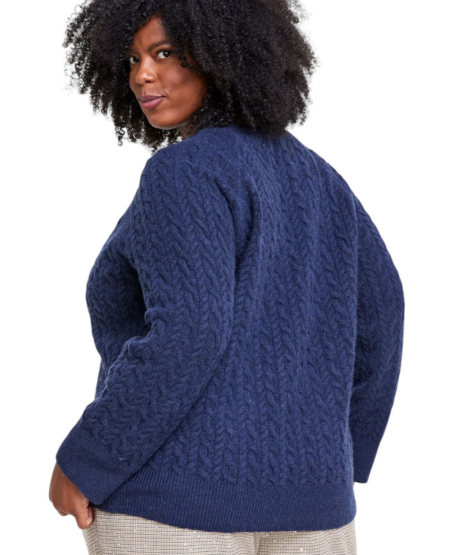 On 34th Women's Plus Size Perfect Cable-Knit Crewneck Sweater - Picture 11 of 17