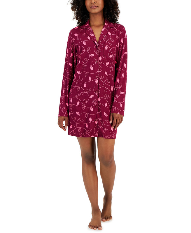 Camisa para dormir Jenni de manga larga con cuello con muescas para mujer - Imagen 2 de 3