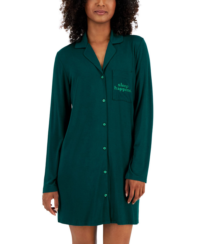 Jenni Women's Notched-Collar Long-Sleeve Sleepshirt - Picture 5 of 6