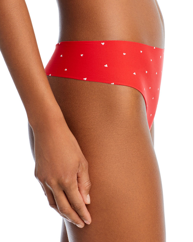 Aqua Intimates Women's Heart Print Microfiber Thong - Picture 5 of 6
