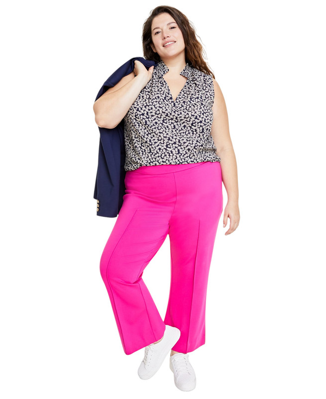 On 34th Women's Trendy Plus Size Pont? Kick-Flare Ankle Pants - Picture 7 of 8