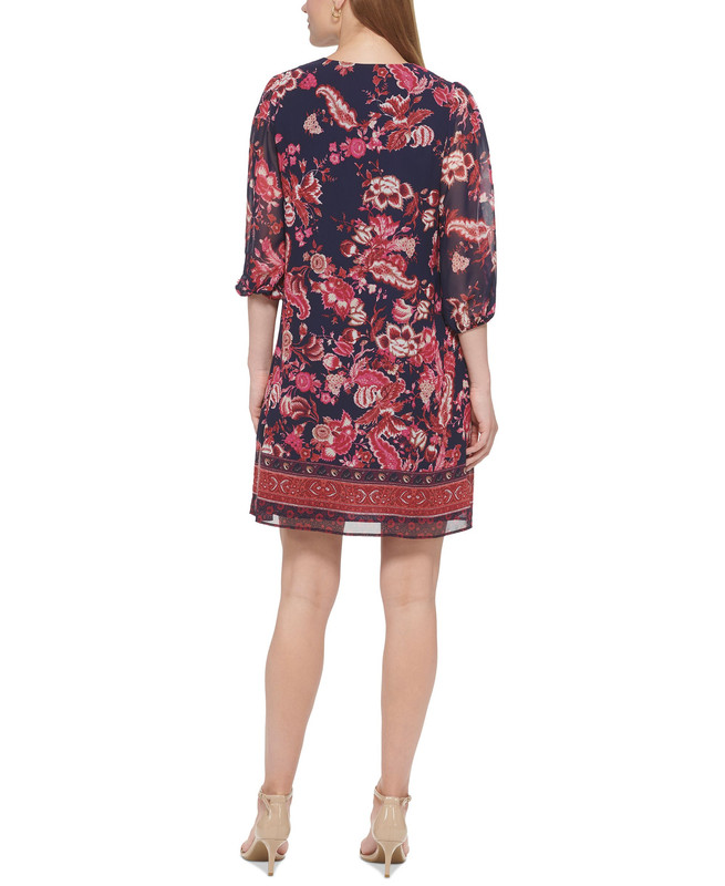 Vince Camuto Women's Printed Balloon-Sleeve Chiffon Dress