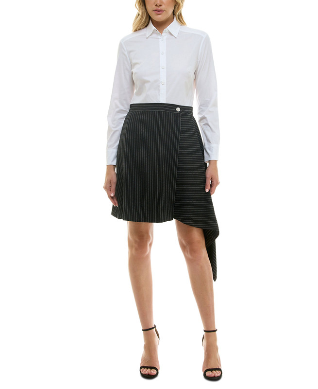 Taylor Women&rsquo;s Mixed-Media Side-Draped Shirtdress