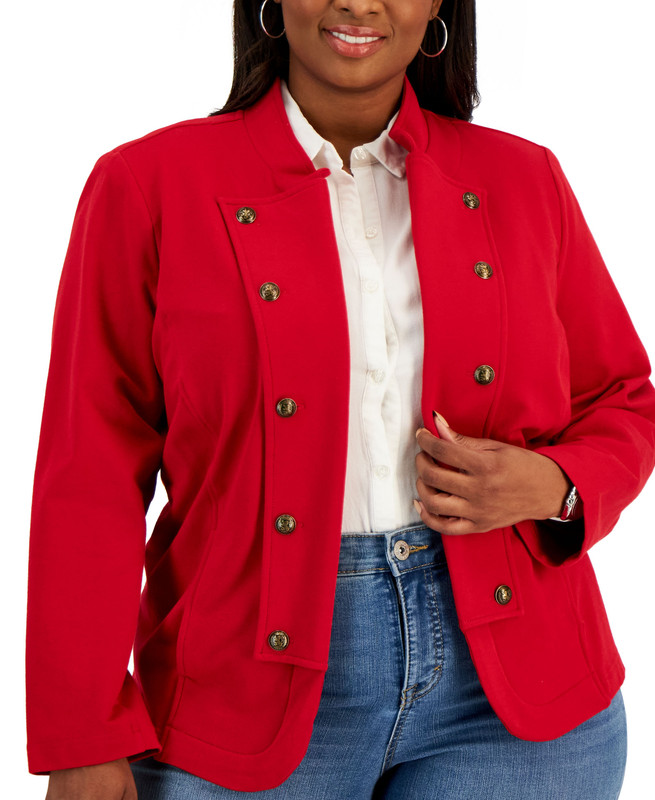 Chaqueta Tommy Hilfiger para mujer talla grande banda militar - Imagen 9 de 9