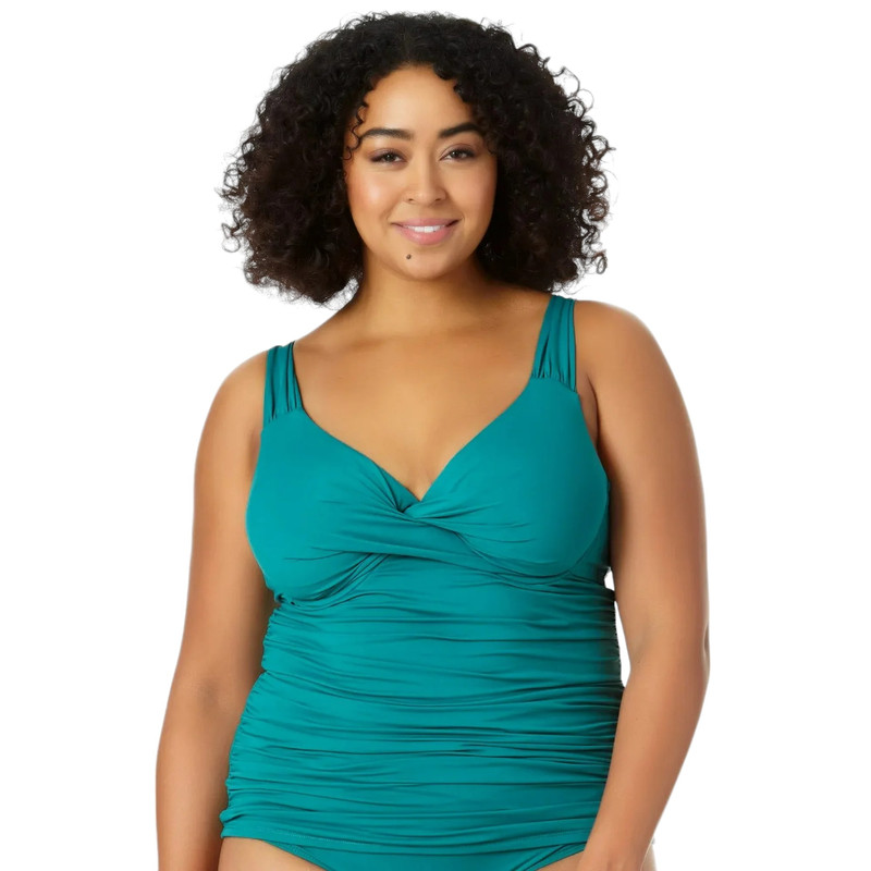 Anne Cole Women's Plus Size Twist-Front Underwire Tankini Top - Picture 6 of 13