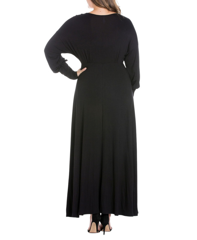 24seven Comfort Apparel Women's Plus Size Bishop Sleeves Maxi Dress - Picture 17 of 19