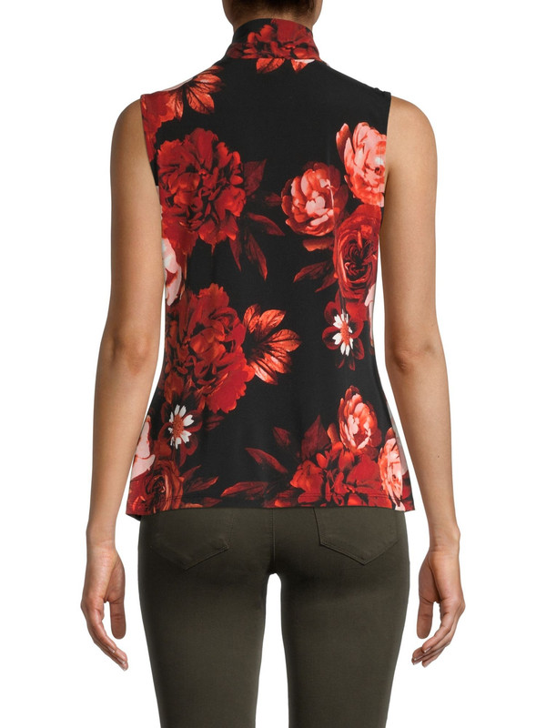 Calvin Klein Women's Floral Pussycat Bow Top - Picture 4 of 4