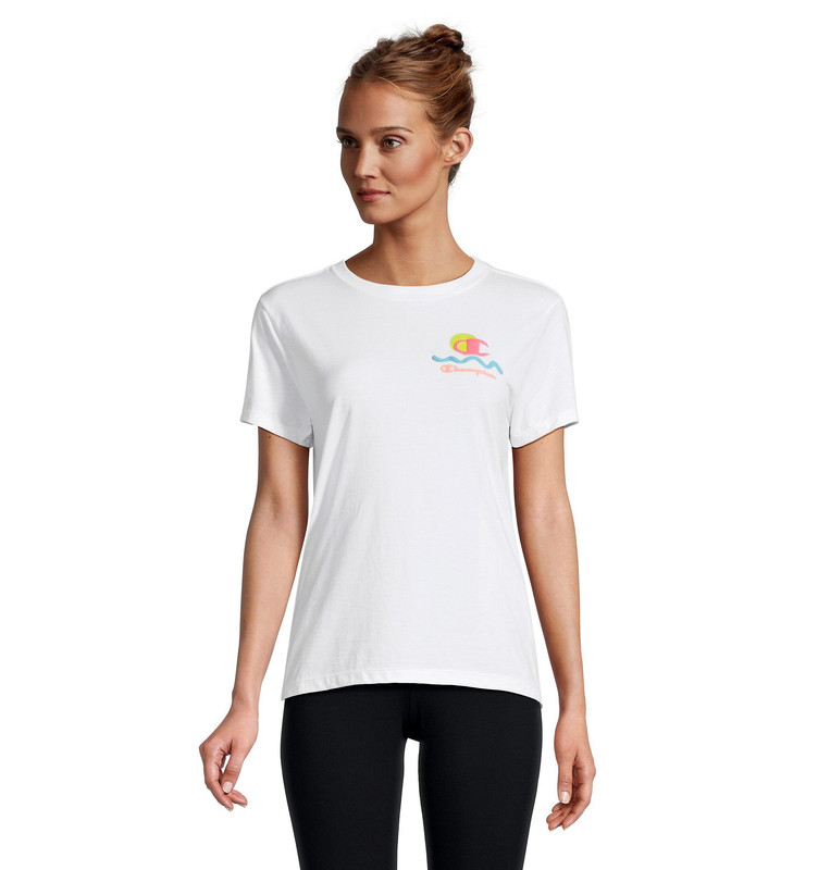 Camiseta clásica de algodón con logotipo de cuello redondo Champion para mujer - Imagen 7 de 10
