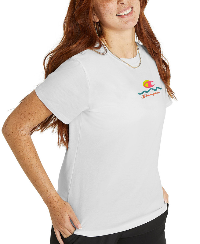Camiseta clásica de algodón con logotipo de cuello redondo Champion para mujer - Imagen 9 de 10