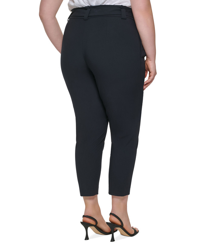 Pantalones de pierna recta Calvin Klein Plus con cinturón de corbata para mujer - Imagen 8 de 14