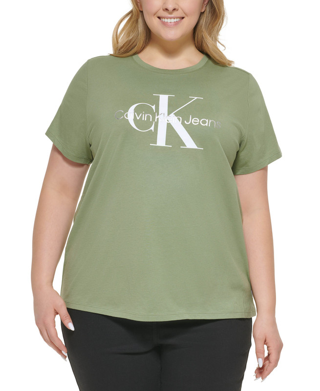Camiseta gráfica Calvin Klein Jeans para mujer de moda talla grande con logotipo de lámina - Imagen 10 de 12
