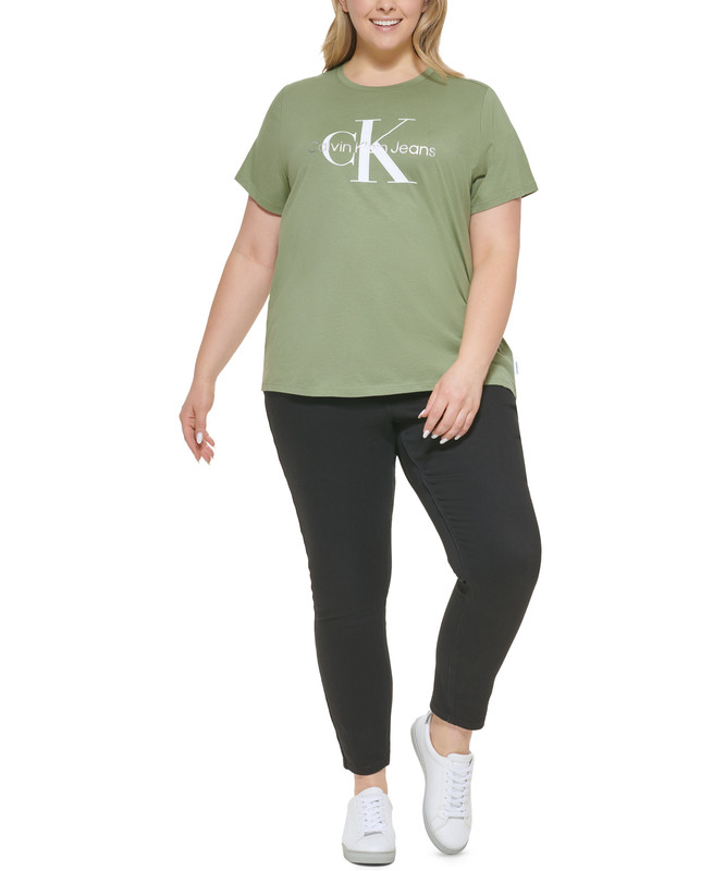Camiseta gráfica Calvin Klein Jeans para mujer de moda talla grande con logotipo de lámina - Imagen 9 de 12