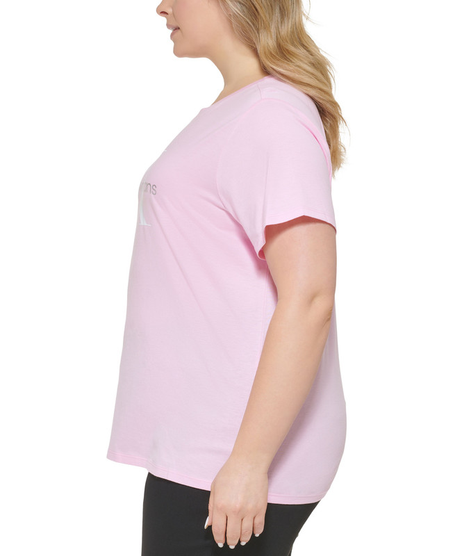 Camiseta gráfica Calvin Klein Jeans para mujer de moda talla grande con logotipo de lámina - Imagen 7 de 12
