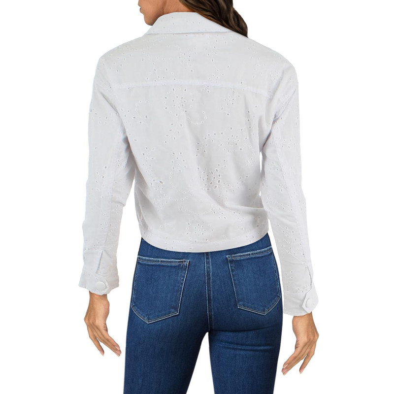 Riley & Rae Women's Eyelet Lightweight Trucker Jacket - Picture 4 of 4