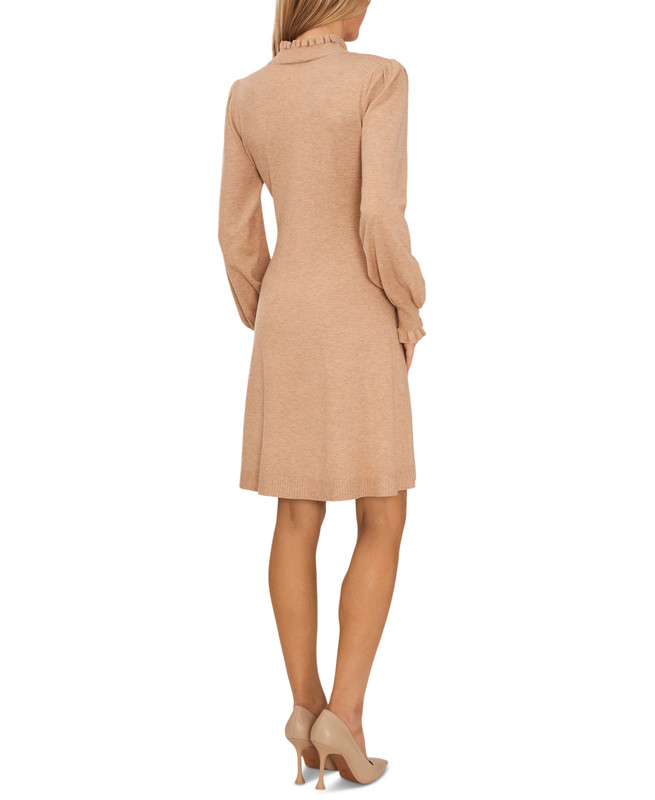 CeCe Women's Long Sleeve Smock Cuff Mock Neck Sweater Dress - Picture 11 of 12