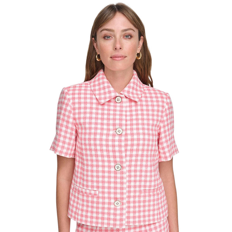Tommy Hilfiger Women's Gingham Short-Sleeve Jacket - Picture 3 of 4