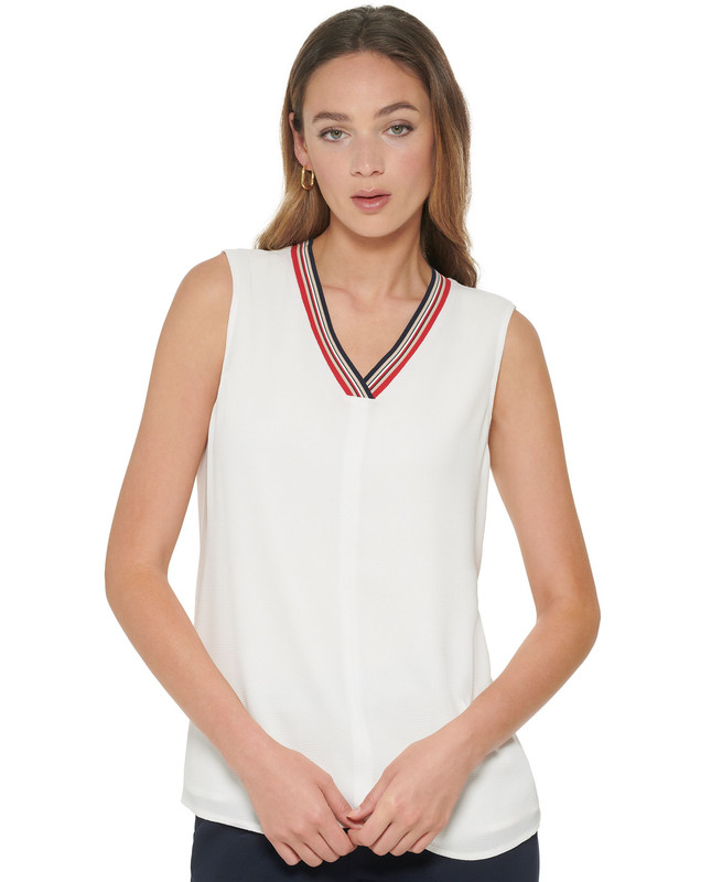 Культовый женский топ из пузырчатого крепа без рукавов от Tommy Hilfiger