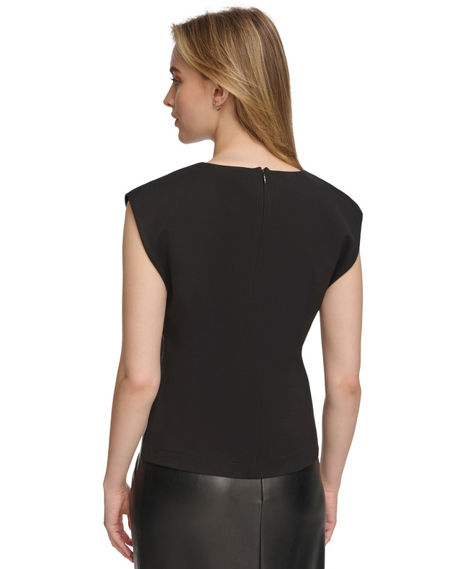 Calvin Klein Damen Kunstleder Flügelärmel Oberteil - Bild 9 von 10