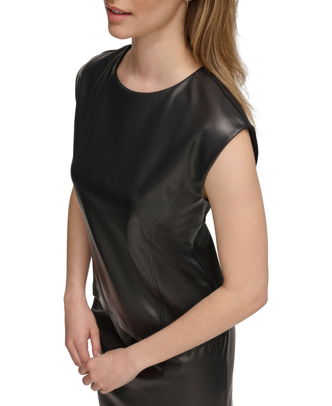 Calvin Klein Damen Kunstleder Flügelärmel Oberteil - Bild 10 von 10
